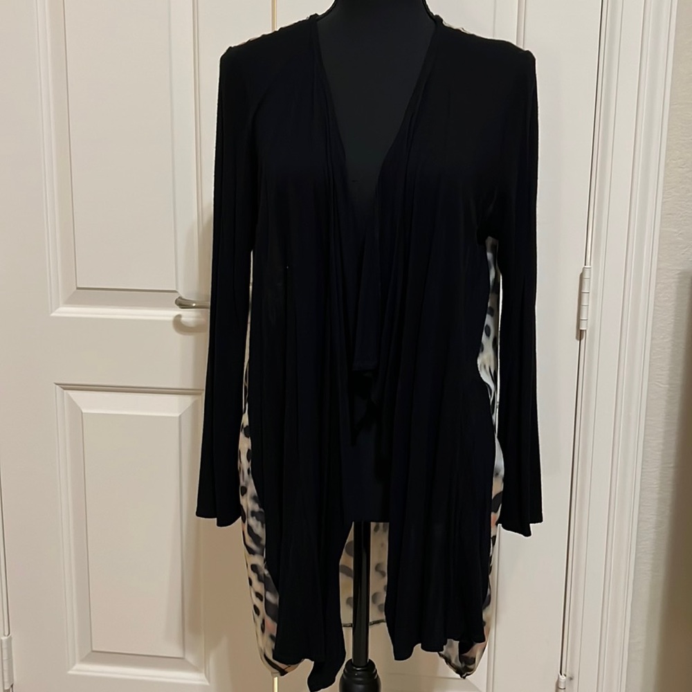 High low open multi fabric cardigan - Picture 2 of 2